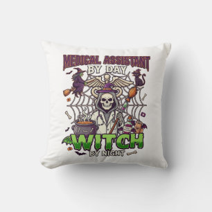 Coussin Assistante médicale Sorcière Squelette Seringue Ch