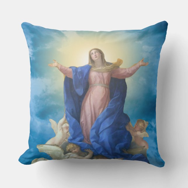 Coussin Assomption de la Sainte Vierge Marie catholique (Recto)