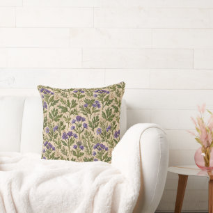 Coussin Astéracées sauvages violettes Botanique