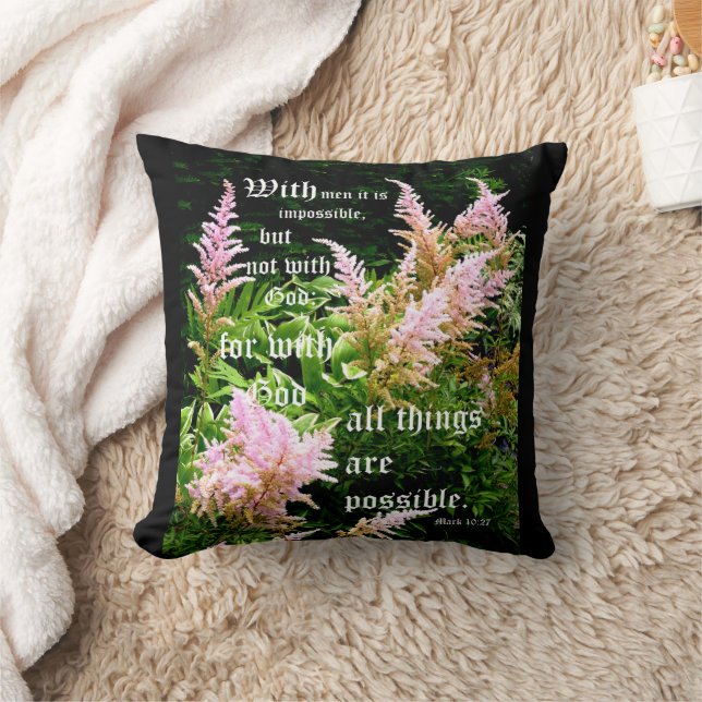 Coussin Astilbe avec Marc 10:27 (Couverture)