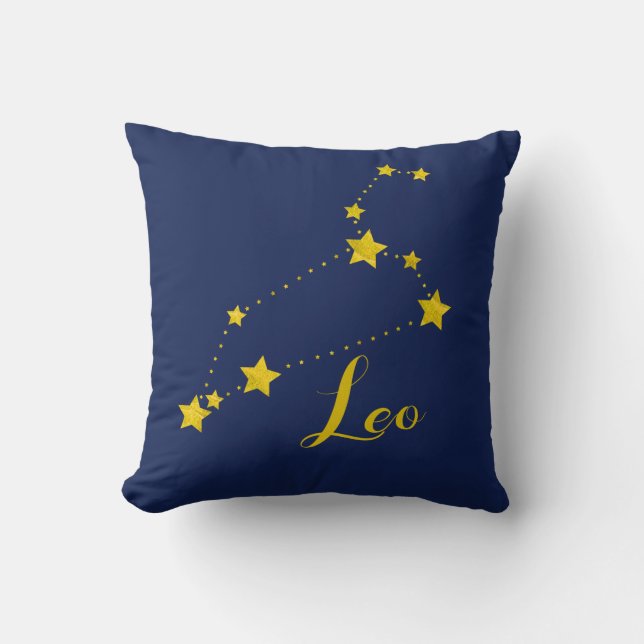 Coussin Astrologie de Leo avec constellation d'étoiles (Recto)