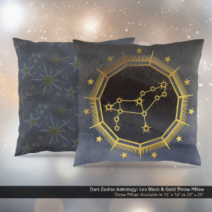 Coussin Astrologie Zodiaque foncée : Leo Noir & Or