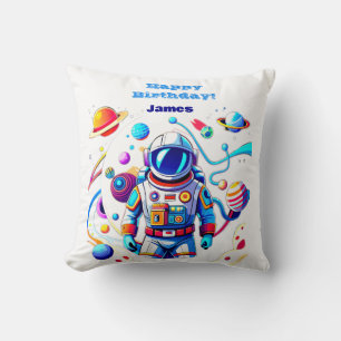 Coussin Astronaut coloré et Univers en couleurs vives