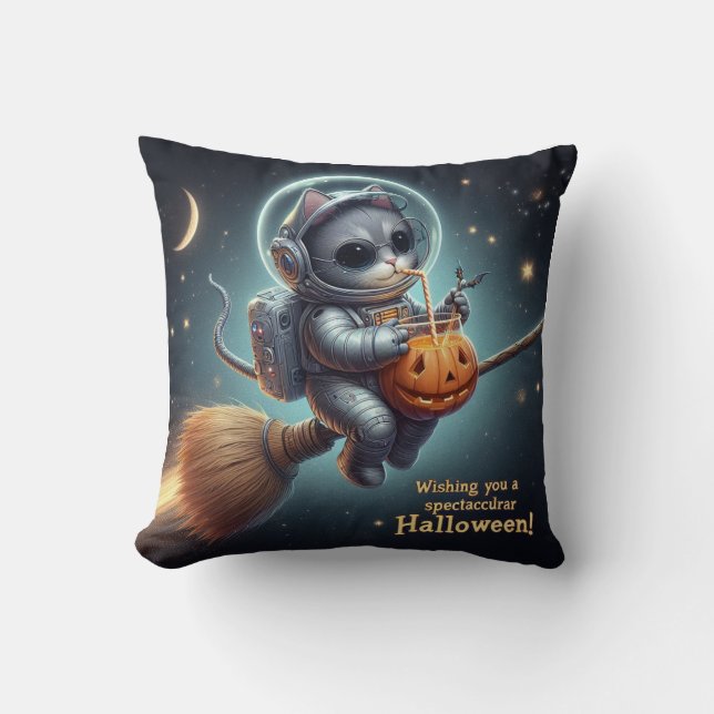Coussin Astronaut de chat cosmique : Aventure magique et s (Recto)
