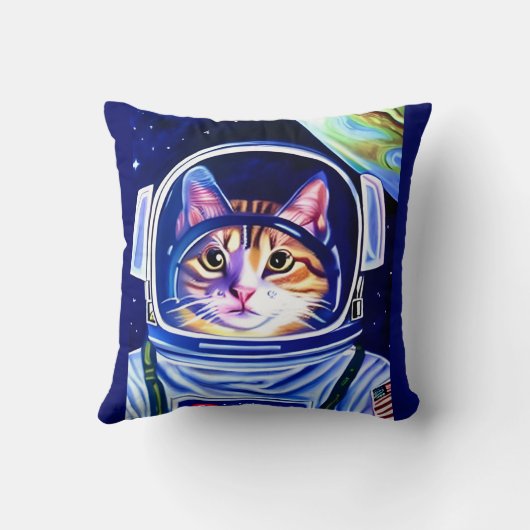 Coussin Astronaut de chat dans l'espace (Verso)