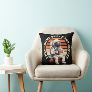 Coussin Astronaute buvant du café