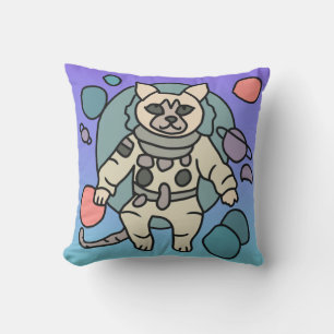 Coussin Astronaute chat minimaliste dans l'espace Drôle