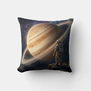 Coussin Astronaute contemplant Saturne
