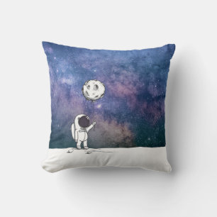 Coussin Astronaute dans l'espace avec ballon de lune cosmo