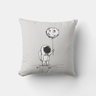 Coussin Astronaute dans l'espace avec ballon de lune cosmo
