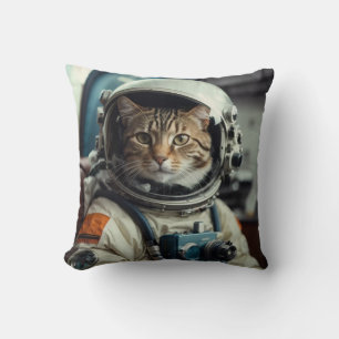 Coussin Astronaute de chat gris dans l'espace