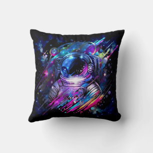 Coussin Astronaute de l'espace étoilé éclaboussure de coul