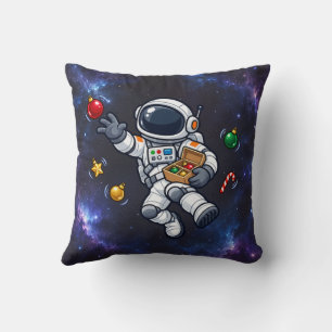 Coussin Astronaute de Noël flottant avec des ornements