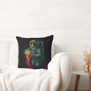 Coussin Astronaute tenant une spirale cosmique