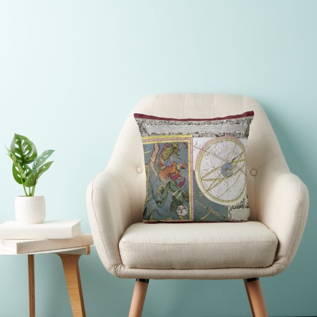 Coussin Astronomie Vintage, trajectoire d'une comète par M (Chaise)