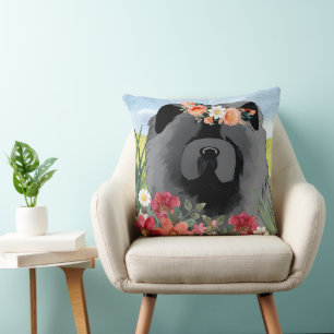Coussin ATASSE DANS LA LUMIÈRE CHOW noir bleu JAUNE Oreill