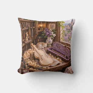 Coussin Atelier de violon en ivoire Fleurs de Lilas Studio