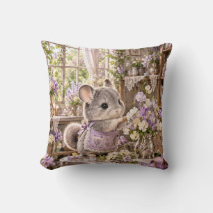 Coussin Atelier ensoleillé de fleuriste Chinchilla Lilas