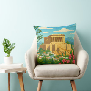 Coussin Athènes Grèce Voyage Vintage Parthénon Acropole