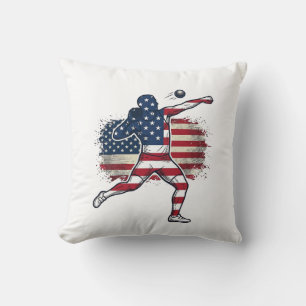 Coussin Athlète de lancer de poids patriotique Gravure vin