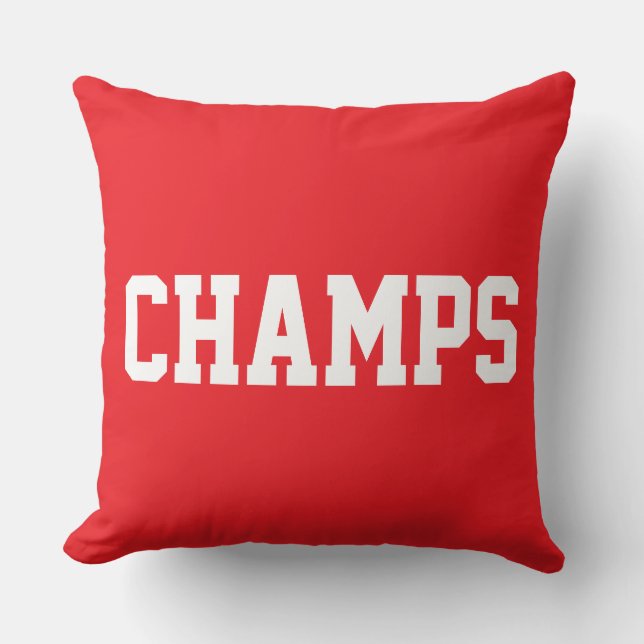 Coussin Athletic Sporty CHAMPS White Text On Bright Red (Recto)