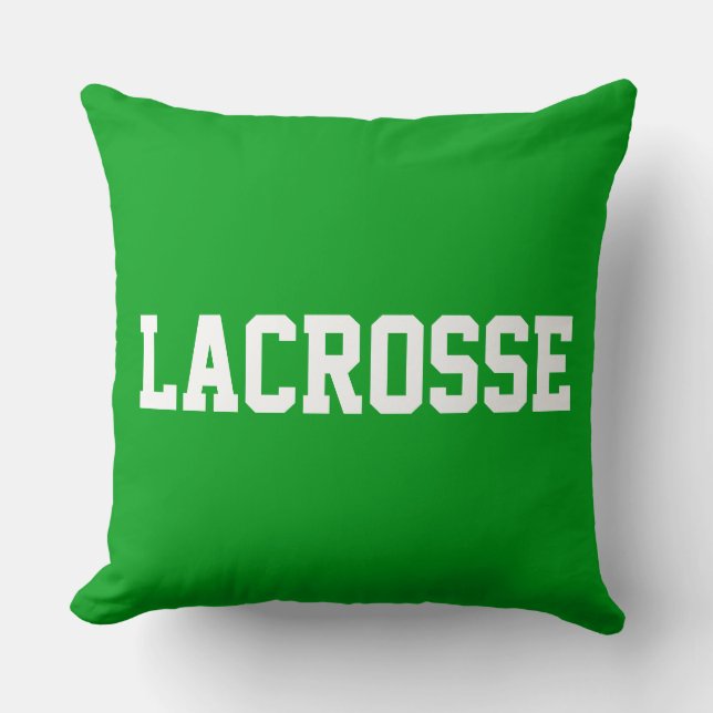 Coussin Athlétique Gras Blanc Texte LACROSSE Sur Fond Vert (Recto)