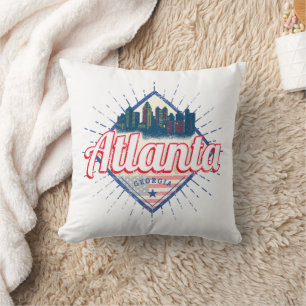 Coussin Atlanta Georgia United States Retro Skyline