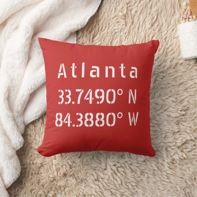 Coussin Atlanta Latitude Longitude Rouge (Couverture)