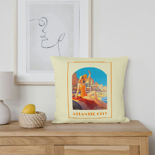 Coussin Atlantic City 1930s Pin-up Vintage voyage rétro