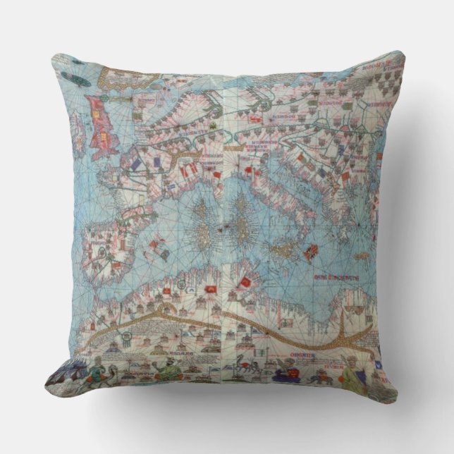 Coussin Atlas catalan : Petit groupe de l'Afrique du Nord (Recto)