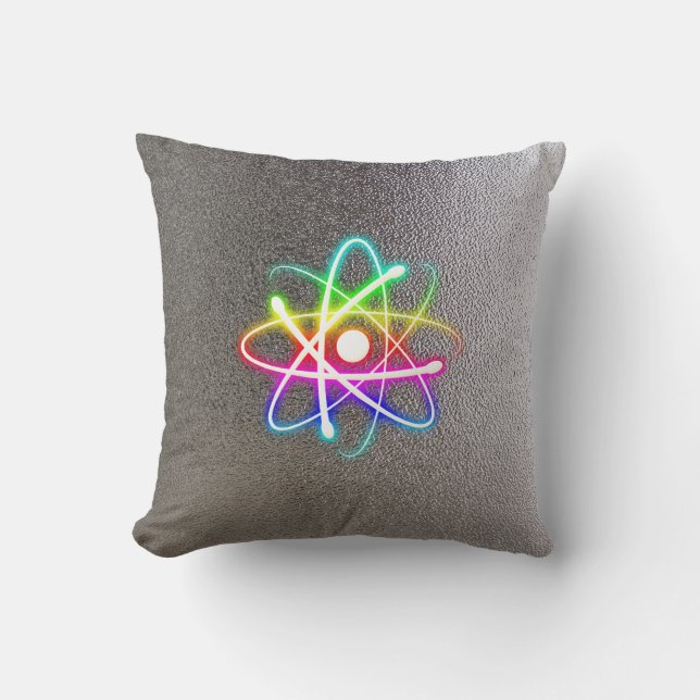 Coussin Atom brillant coloré | Cadeaux Geeks (Recto)