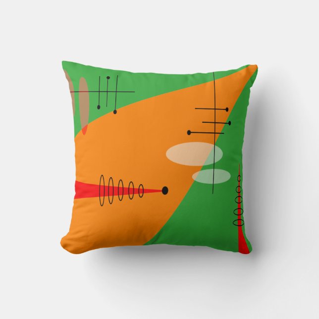 Coussin Atomique moderne du milieu du siècle inspiré #86 (Recto)