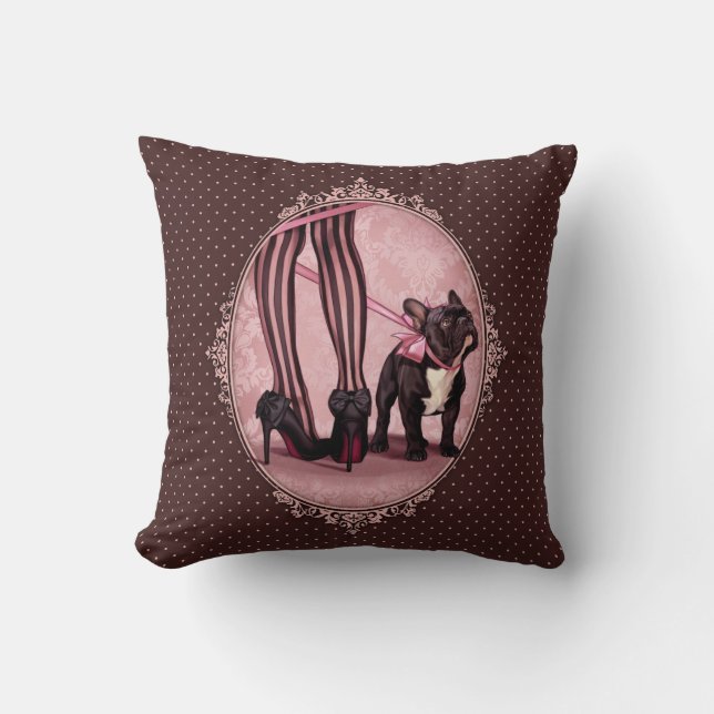 Coussin Attachée à mon Bouledogue Français (Recto)