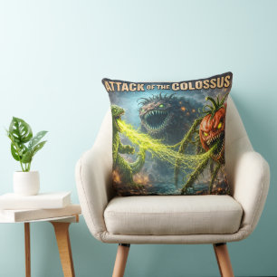 Coussin Attaque du film rétro de monstre géant jeter c