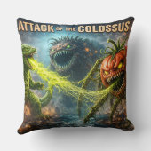Coussin Attaque du film rétro de monstre géant jeter c (Verso)