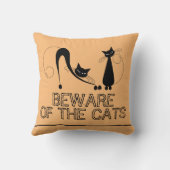 Coussin Attention aux chats, chat noir élégant (Verso)