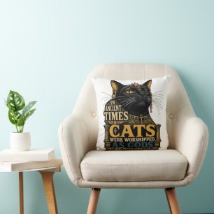 Coussin Attitude de chat noir antique