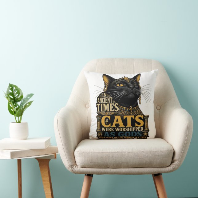 Coussin Attitude de chat noir antique (Chaise)