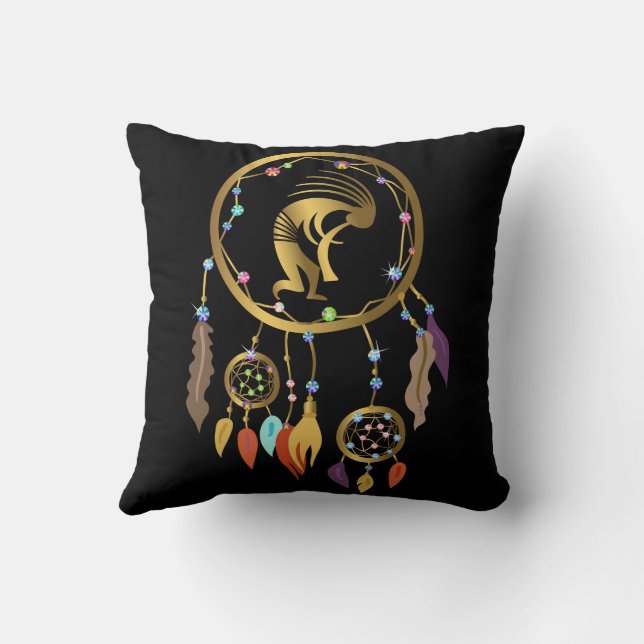 Coussin Attrape-Rêves Kokopelli Strass Doré (Verso)