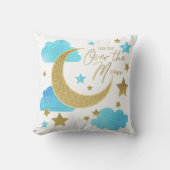 Coussin Au-dessus de la lune Bleu Baby Nursery Jetez l'ore (Recto)