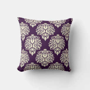 Coussin Aubergine Damask de la Maisonnette Sudiste