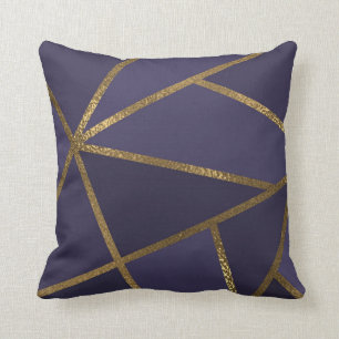 Coussin Aubergine Violet Or Bronze Géométrique Glam Chic