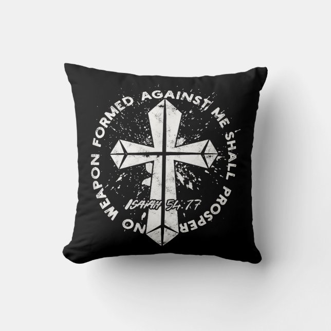 Coussin Aucune arme formée contre moi ne prospérera la foi (Recto)