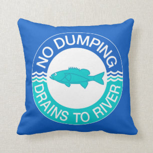 Coussin Aucuns drains de dumping vers la rivière, signe,
