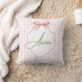 Coussin Aurora Personnalisé Bow & En vichy Rose Imprimer (Couverture)