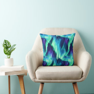 Coussin Aurore Boréale Abstraite Lumières du Nord