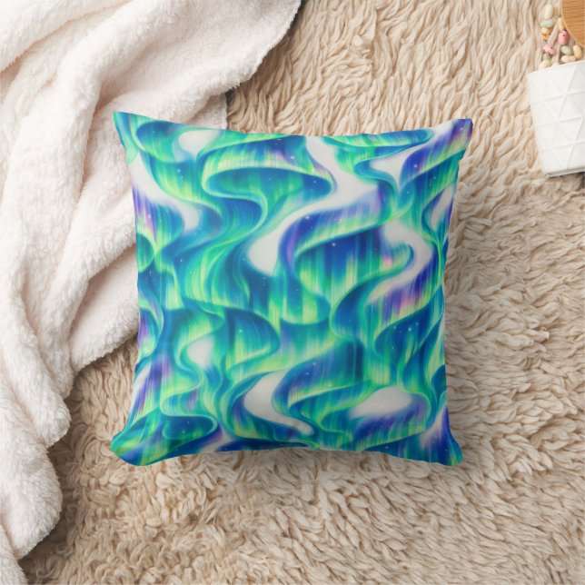 Coussin Aurore Boréale Motif Abstrait (Couverture)