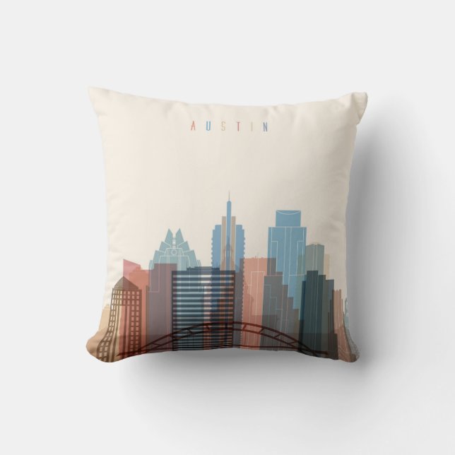 Coussin Austin, horizon de ville du Texas | (Recto)