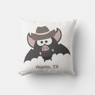 Coussin Austin Texas Mignon Cowboy Chauve-Souris de Dessin