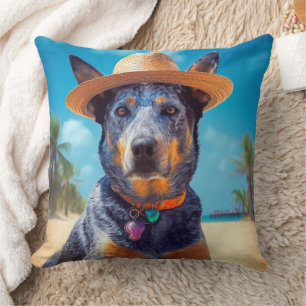 Coussin Australian Cattle on Beach, cadeau d'été des amour